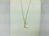 10k Yellow Gold Round Cut 3pt Diamond Initial 'L' Pendent