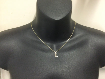 10k Yellow Gold Round Cut 3pt Diamond Initial 'L' Pendent