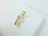 10k Yellow Gold Round Cut 3pt Diamond Initial 'R' Pendent
