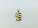 10k Yellow Gold Round Cut 3pt Diamond Initial 'R' Pendent