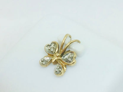 10k Yellow Gold Round Cut 4pt Diamond Butterfly Pendent