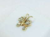 10k Yellow Gold Round Cut 4pt Diamond Butterfly Pendent