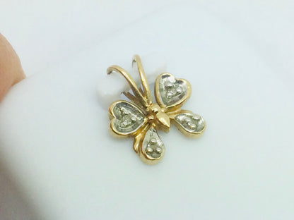 10k Yellow Gold Round Cut 4pt Diamond Butterfly Pendent