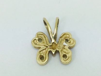 10k Yellow Gold Round Cut 4pt Diamond Butterfly Pendent