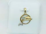 10k Yellow Gold Round Cut 2pt Diamond Dolphin Pendent