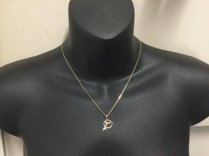 10k Yellow Gold Round Cut 2pt Diamond Dolphin Pendent