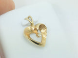 10k Yellow Gold Round Cut 2pt Diamond Heart Pendent