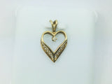 10k Yellow Gold Round Cut 1.5pt Diamond Heart Pendent