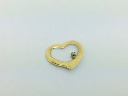10k Yellow Gold Round Cut 1pt Diamond Heart Pendent