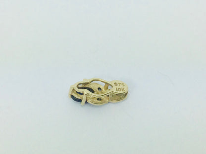 10k Yellow Gold Oval Cut 25pt Sapphire & 3pt Diamond Ribbon Pendent
