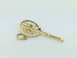 10k Yellow Gold Pearl Badminton/Tennis Racket Pendent