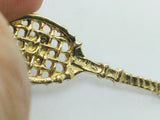 10k Yellow Gold Pearl Badminton/Tennis Racket Pendent