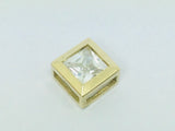 10k Yellow Gold Square Cut Cubic Zirconia (CZ) Solitaire Pendent