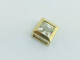 10k Yellow Gold Square Cut Cubic Zirconia (CZ) Solitaire Pendent