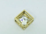 10k Yellow Gold Square Cut Cubic Zirconia (CZ) Solitaire Pendent