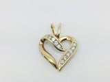 10k Yellow Gold Round Cut 45pt Diamond Heart Pendent