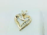 10k Yellow Gold Round Cut 26pt Diamond Heart Pendent