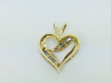 10k Yellow Gold Round Cut 26pt Diamond Heart Pendent