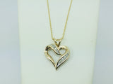 10k Yellow Gold Round Cut 26pt Diamond Heart Pendent