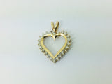 14k Yellow Gold Round Cut 24pt Diamond Heart Pendent