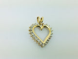 14k Yellow Gold Round Cut 24pt Diamond Heart Pendent