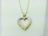 14k Yellow Gold Round Cut 24pt Diamond Heart Pendent