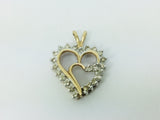 10k Yellow Gold Round Cut 24pt Diamond Heart Pendent