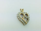 10k Yellow Gold Round Cut 24pt Diamond Heart Pendent