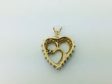 10k Yellow Gold Round Cut 24pt Diamond Heart Pendent