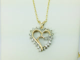 10k Yellow Gold Round Cut 24pt Diamond Heart Pendent