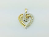 10k Yellow Gold Round Cut 10pt Diamond Heart Pendent