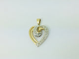 10k Yellow Gold Round Cut 10pt Diamond Heart Pendent