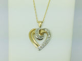 10k Yellow Gold Round Cut 10pt Diamond Heart Pendent