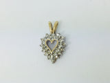 10k Yellow Gold Round Cut 26pt Diamond Heart Pendent