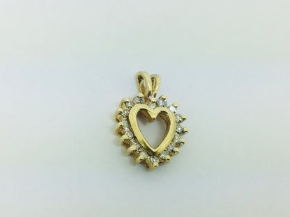 14k Yellow Gold Round Cut 24pt Diamond Heart Pendent