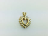 14k Yellow Gold Round Cut 24pt Diamond Heart Pendent