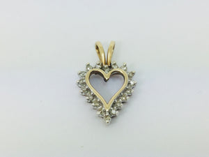 10k Yellow Gold Round Cut 18pt Diamond Heart Pendent