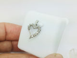 10k White Gold Round Cut 15pt Diamond Heart Pendent