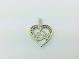 10k Yellow Gold Round Cut 17pt Diamond Mother and Child Heart Pendent