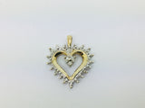 10k Yellow Gold Round Cut 7pt Diamond Heart Pendent