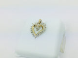 10k Yellow Gold Round Cut 7pt Diamond Heart Pendent