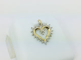 10k Yellow Gold Round Cut 7pt Diamond Heart Pendent