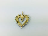 10k Yellow Gold Round Cut 7pt Diamond Heart Pendent