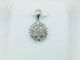 10k White Gold Round Cut 24pt Diamond Cluster Pendent