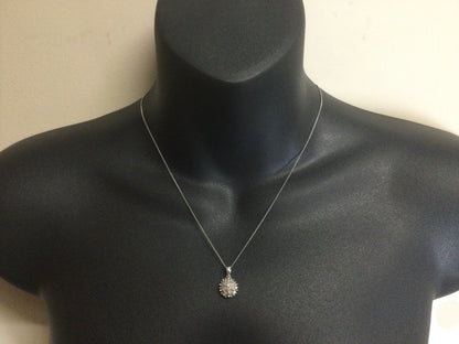 10k White Gold Round Cut 24pt Diamond Cluster Pendent