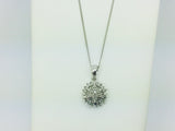 10k White Gold Round Cut 24pt Diamond Cluster Pendent