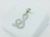 10k White Gold Round Cut 16pt Diamond Initial 'S' Pendent