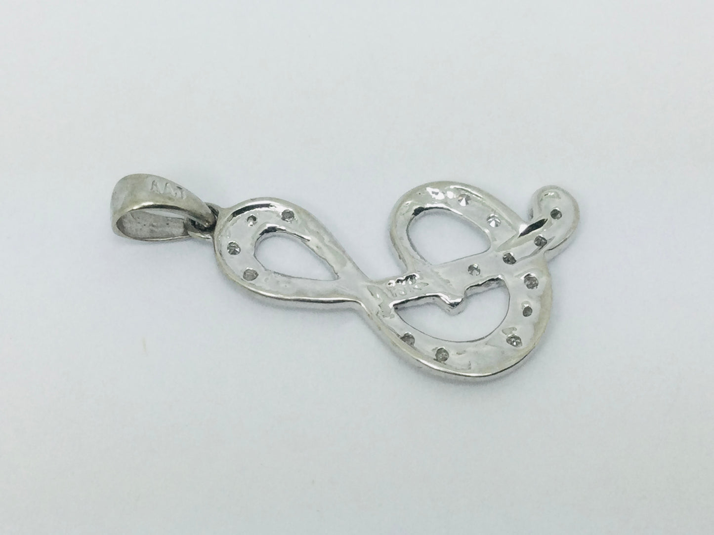 10k White Gold Round Cut 16pt Diamond Initial 'S' Pendent