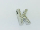 10k White Gold Round Cut 10pt Diamond Initial 'K' Pendent