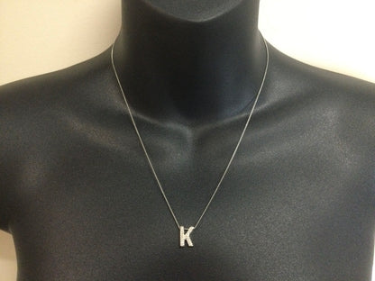 10k White Gold Round Cut 10pt Diamond Initial 'K' Pendent
